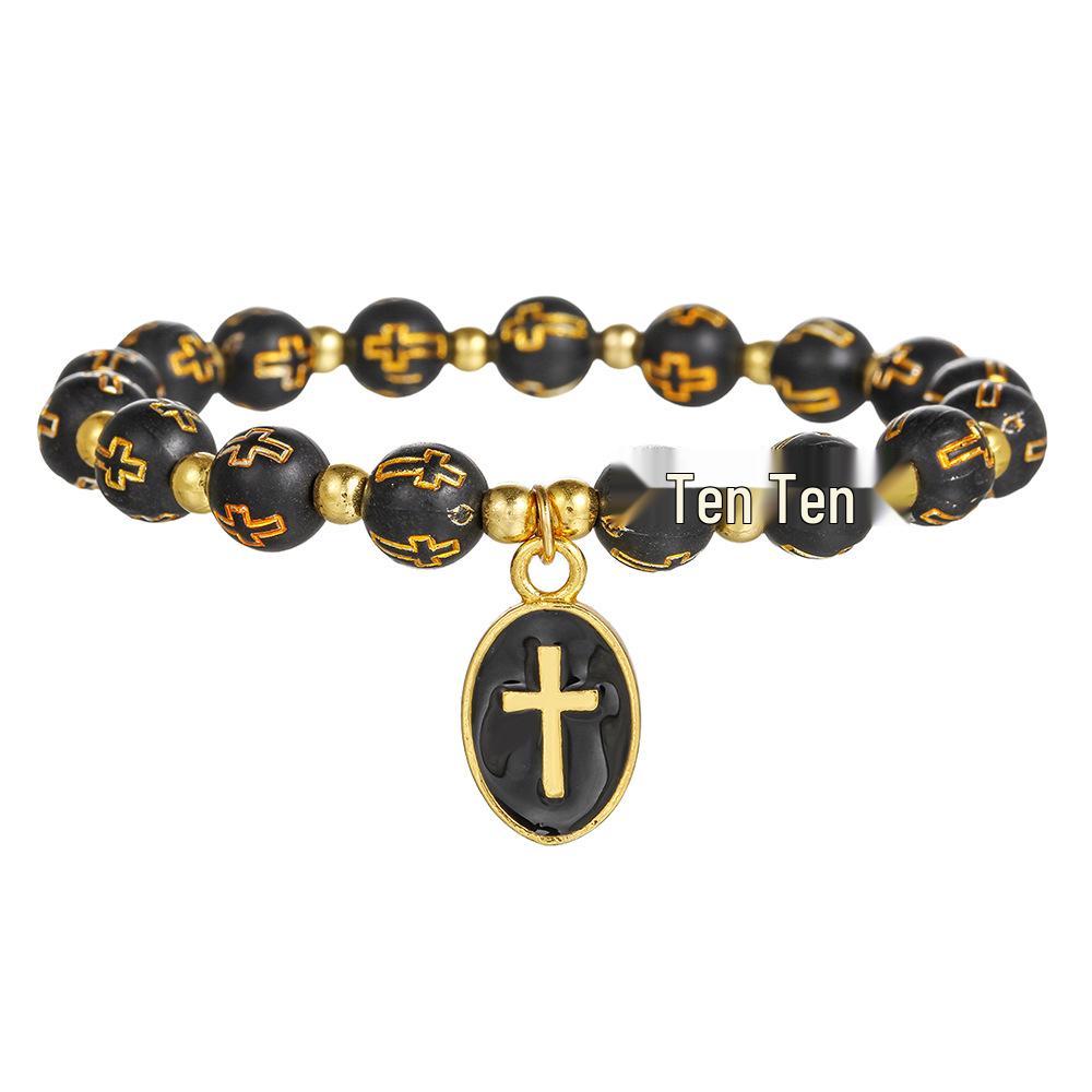 

Trendy Cross Pendant Beaded Couple Bracelet