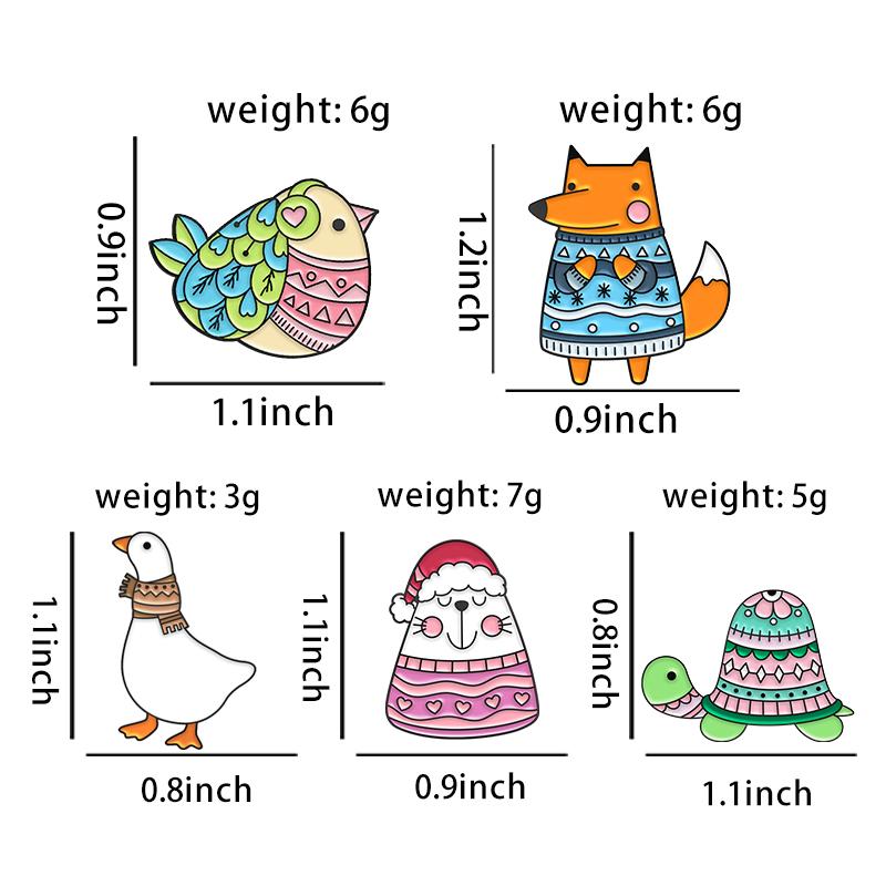 Spille Smaltate Buon Inverno Personalizzate Uccello Gatto Volpe Tartaruga Oca Spille da Bavero Spille Animali Gioielli per Maglioni Regalo per Amici