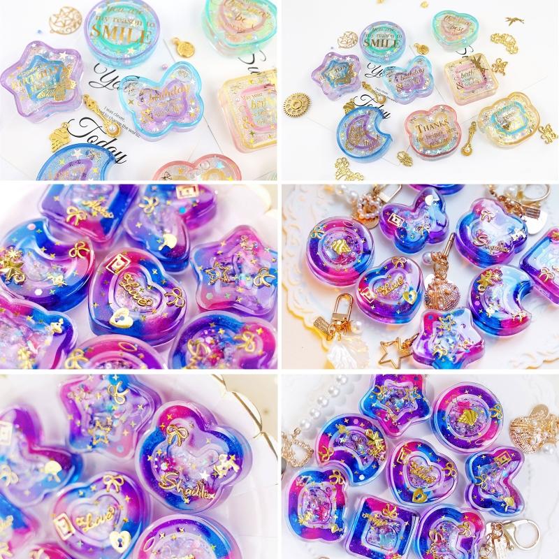 DIY Double Layer Quicksand Silicone Epoxy Mold DIY Keychain Pendant Jewelry Crafting Mould for Valentine Love Gift