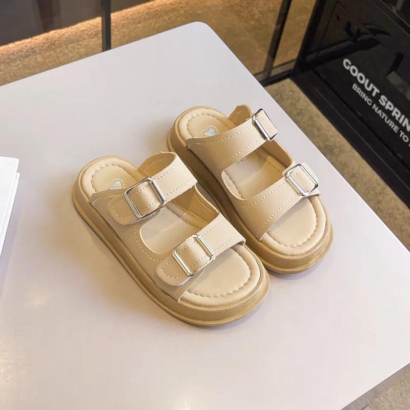 Children's Slipper for Girls Summer Open-toe Boys Causal Beach Slides Mules Fashion Thick Bottom Kids Cool Slippers Versatile