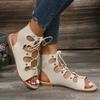 Summer Flat Platform Fashion and Comfortable Cross Lace One-word Buckle Strap Open Toe Trendy Women's Sandals