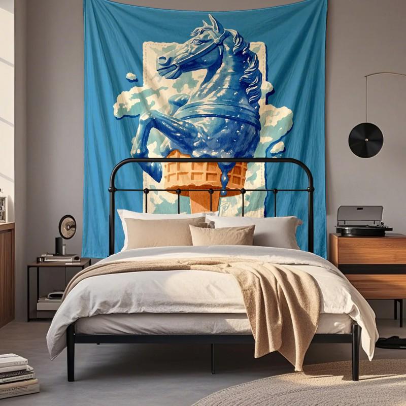 Boho Chic Wall Tapestry With Moon Phase Floral Starry Sky Design Bedroom Yoga Studio Decor