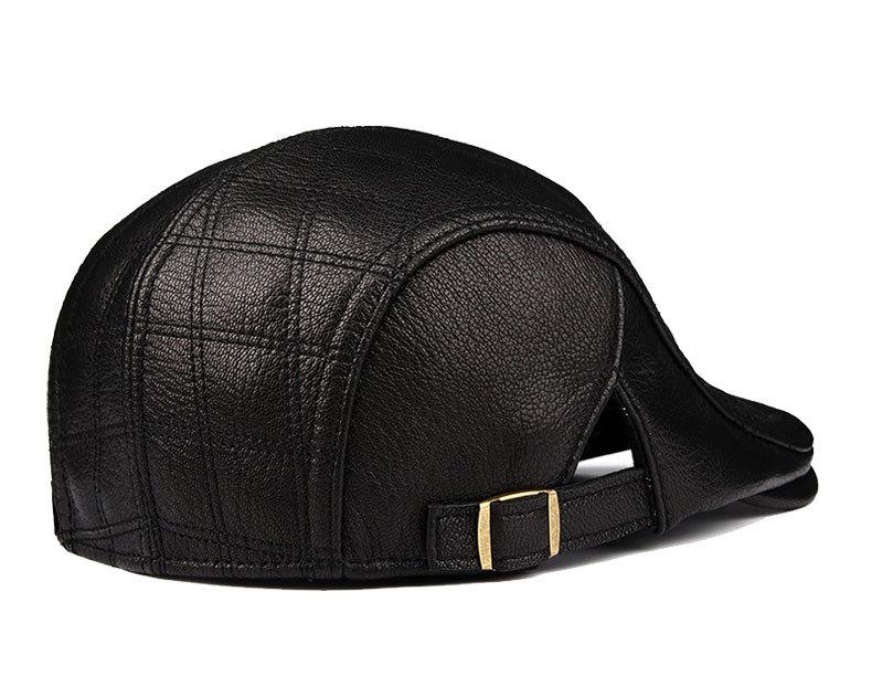 Men's Lambskin Leather Flat Cap - Autumn/Winter Warm Beret for Middle-Aged & Elderly