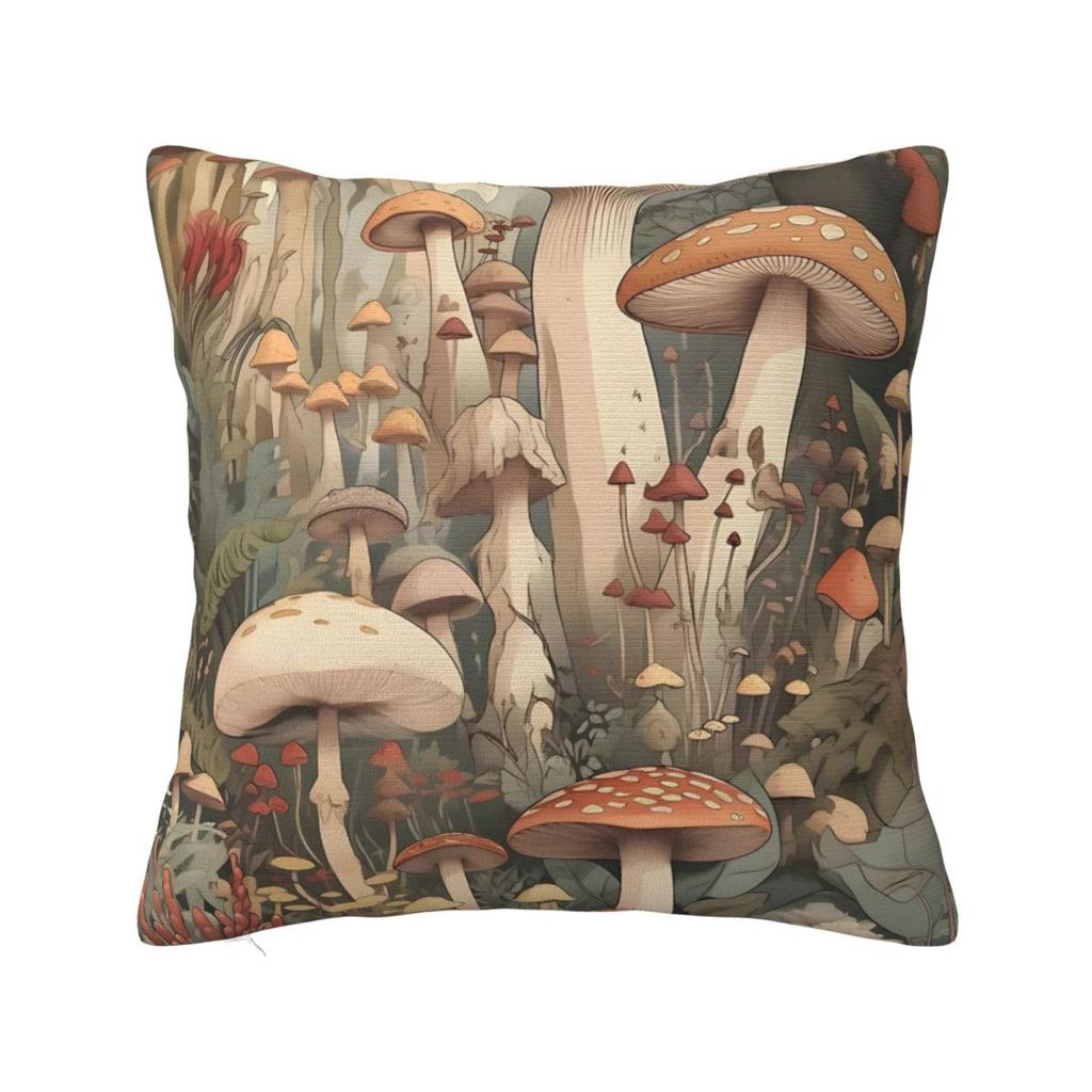 Mushroom Cartoon Pillow Case Forest Plant Cushion Cover Novelty Zippered Decorative Throw Pillow Case Cover for Living Room