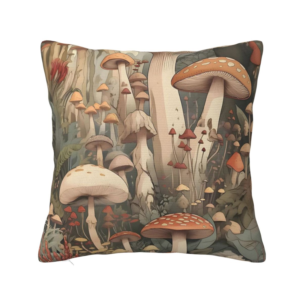 

Mushroom Cartoon Pillow Case Forest Plant Cushion Cover Novelty Zippered Decorative Throw Pillow Case Cover for Living Room 30x30cm 12x12in