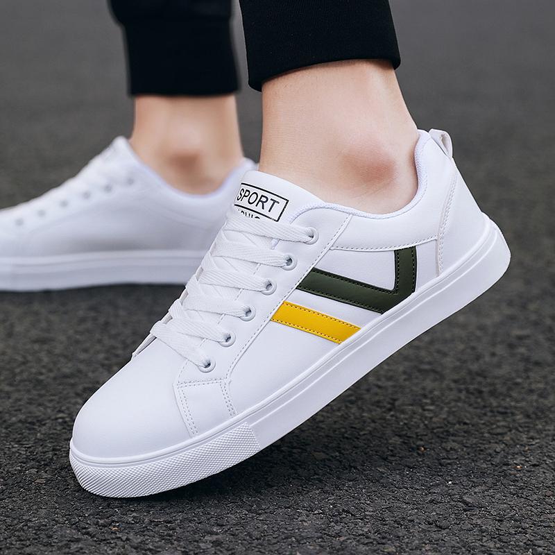 Men Sneakers Casual Shoes Men Flats  Hombre Lightweight Pu Leather Breathable Shoe Mens White Sports Tenis Shoes