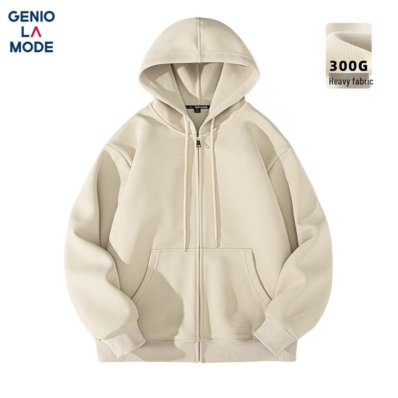 GENIOLAMODE Męska bluza z kapturem zapinana na zamek o gramaturze 300G