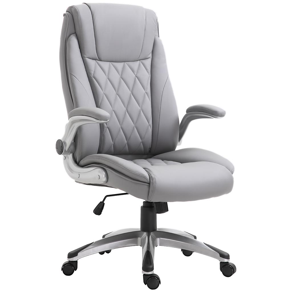 Faux Leather Executive Swivel Office Chair - Grey