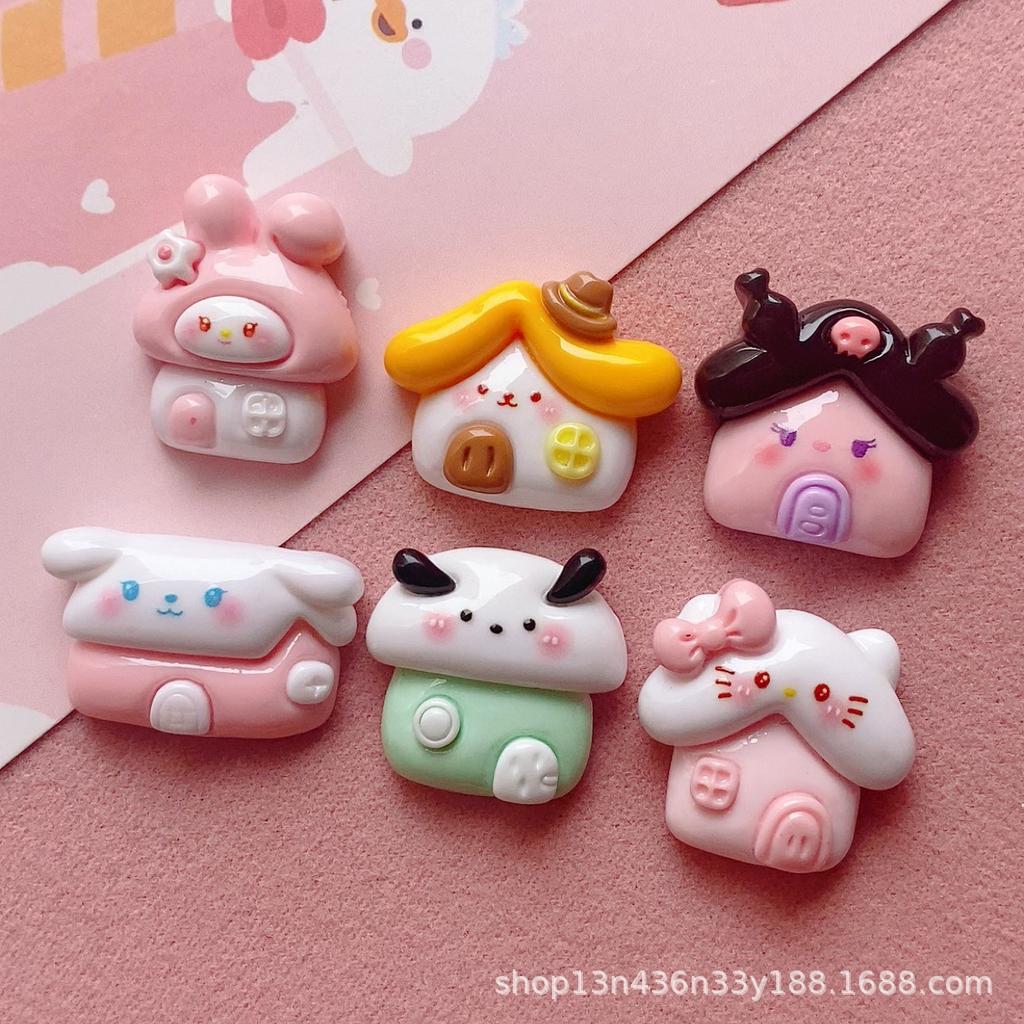 10 Pcs Kawai Bright Surface Cartoon Animal House Series Resin Flat Back Scrapbook Figurine Diy Bow Decor Accessories Crafts A17