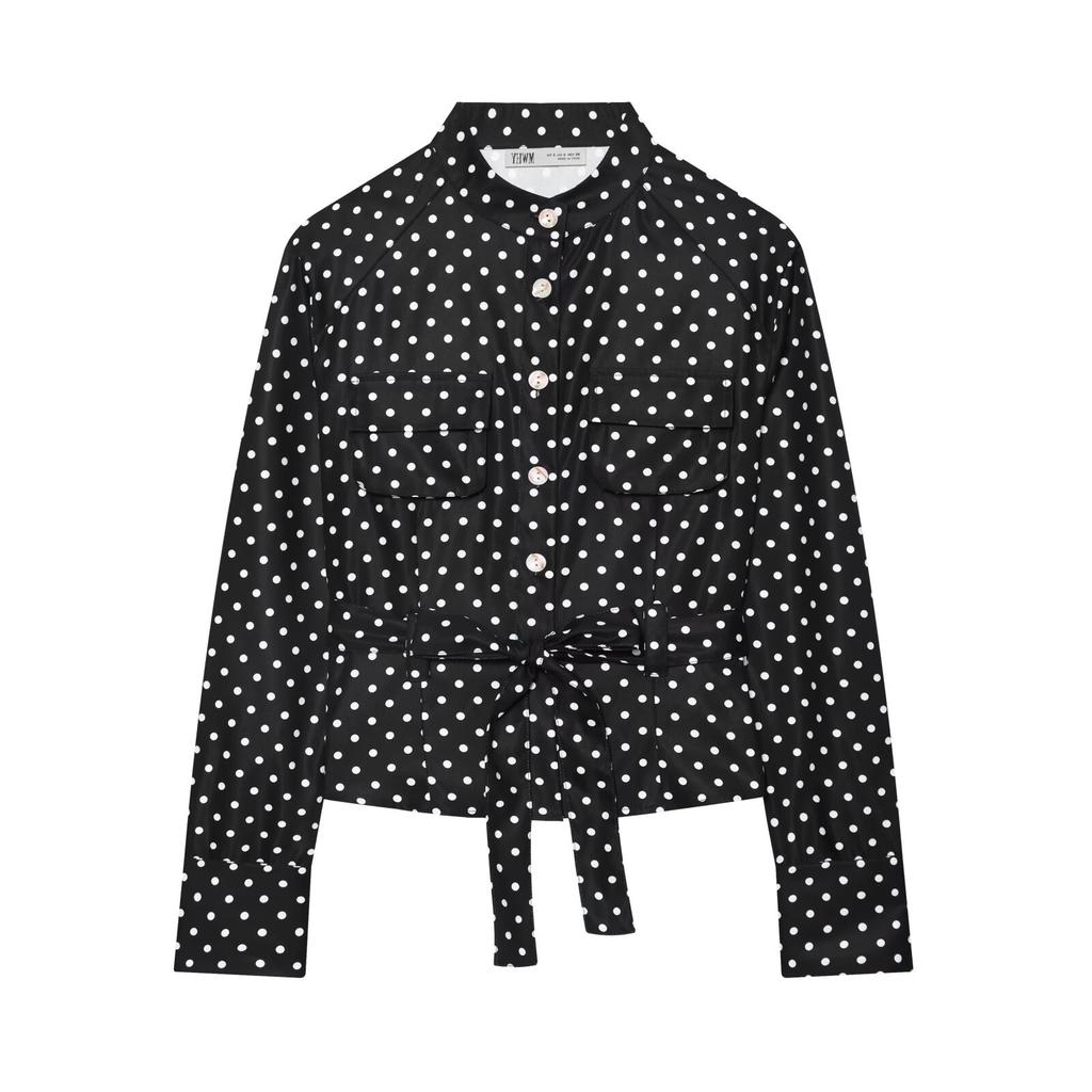 European and American style, wholesale women's clothing temperament polka dot shirt jacket + polka dot pocket mini shorts