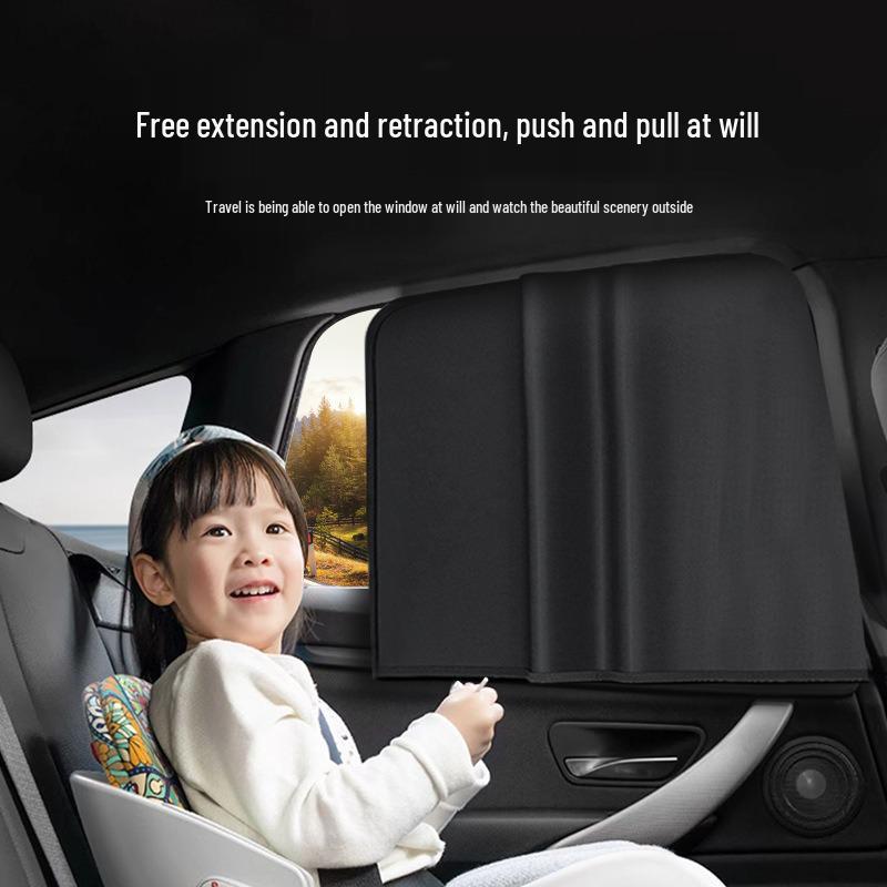 Upgraded Magnetic Car Sunshade Curtain with Retractable Push-Pull Cooling & Heat Insulation