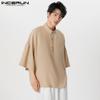 INCERUN Herren 3/4 Ärmel Henley Shirts Stehkragen Casual Tops