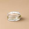 925 Sterling Zilver Spinner Ring, Handgemaakte Gehamerde Bandring, Minimalistische Meditatie Ring, Tweekleurige Zilveren Ring
