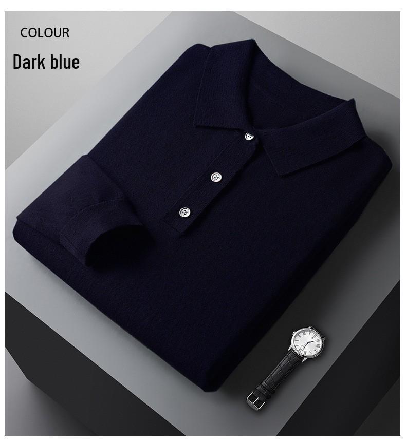 2025 Men's Polo Wool Short Sleeve Lapel Sweater - Spring/Autumn Fashion