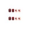 24Pcs Dark Red Tessellated Heart Short Square Press On Nails Removable Artificial Nail Tips
