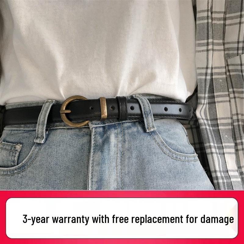 

Женский ремень из натуральной кожи 2021 - Чистая коровья кожа, Простой и универсальный корейский стиль 95 cm чёрный