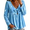 Women's V-Neck Velvet Blouse with Long Sleeve Loose Fit Casual Top