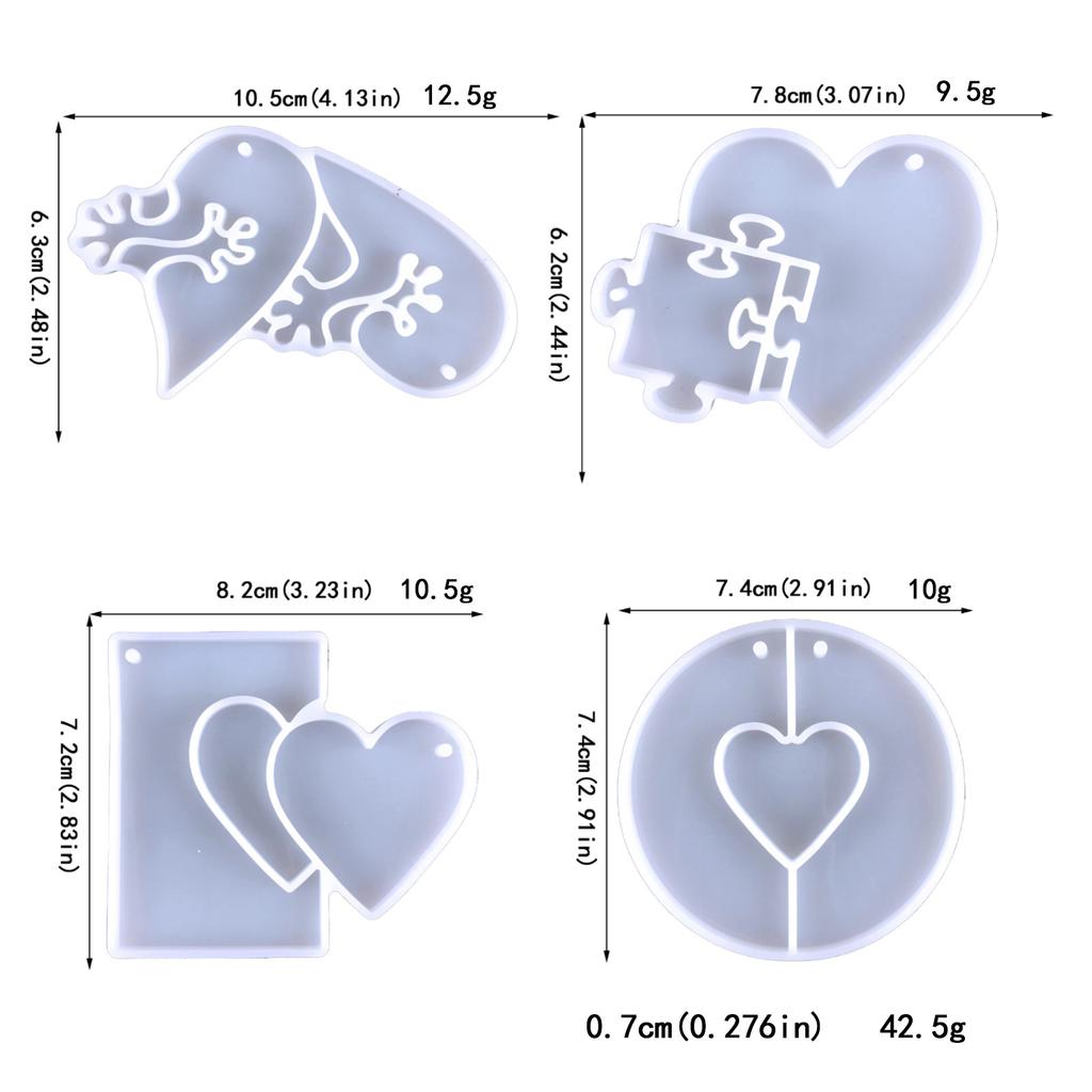 Create Unique Heart-shaped Crystal Keychain Pendant Resin Mold Epoxy Resin Mould Casting Jewelry Making Mold Decoration