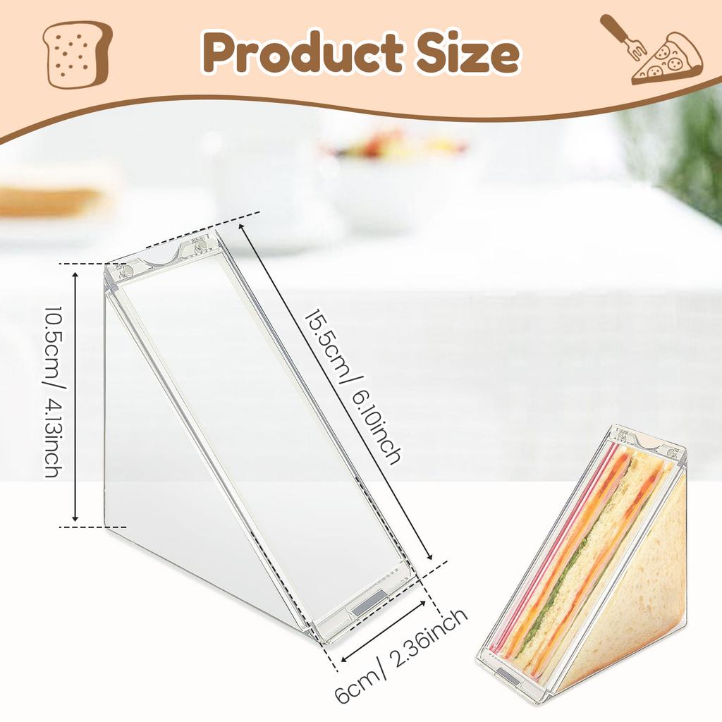 2Pcs Triangle Sandwich Containers Transparent Sandwich Storage Box Plastic Sandwich Packing Case for Breakfast Bento Camping