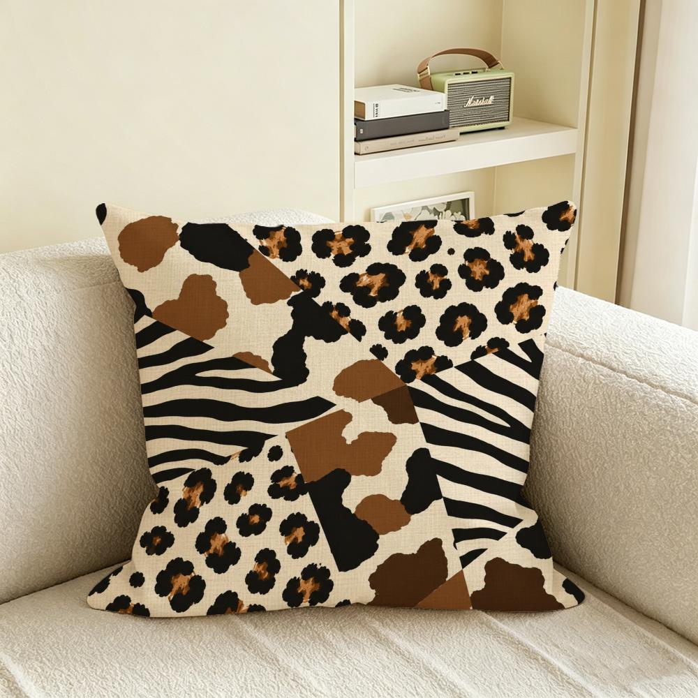 Pattern Animal Print Cushion Cover Natural Linen Pillowcase Set AllinOne Decor for Sofa Bedroom Chair