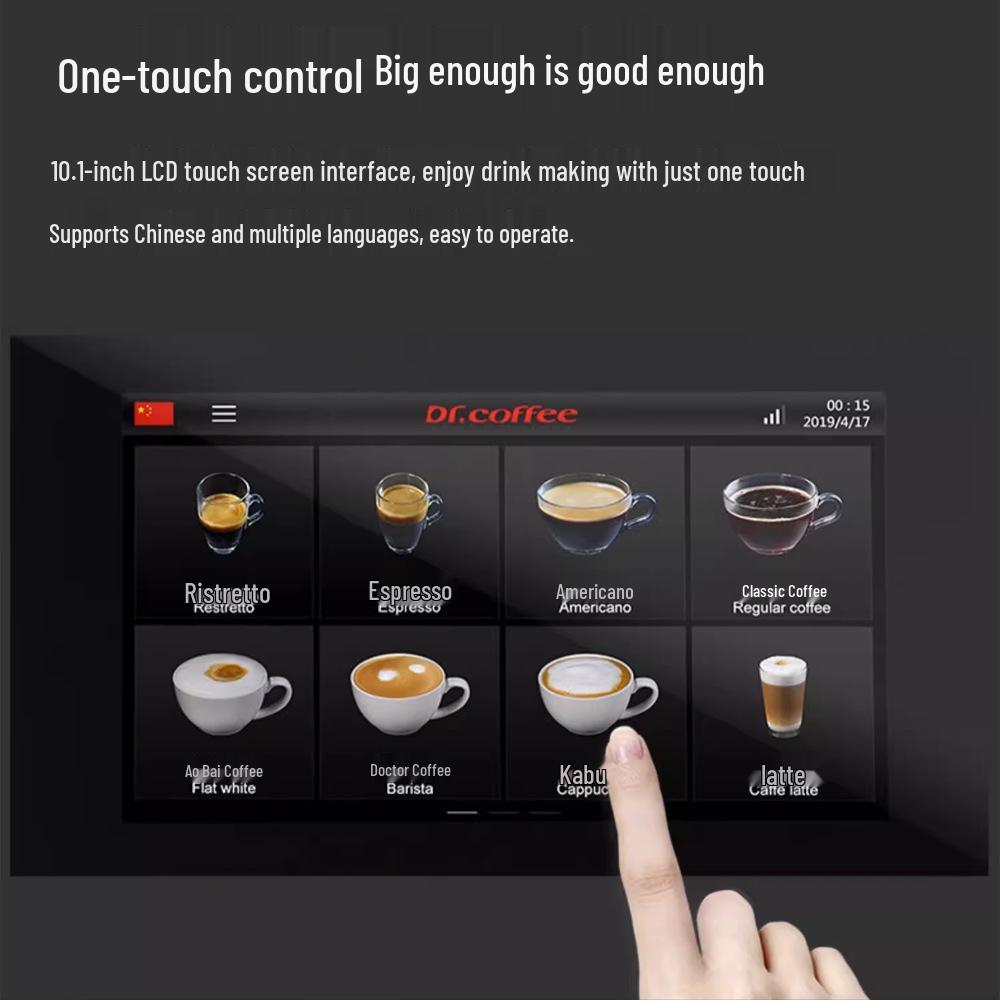 Dr.coffee M12 Fully Automatic Commercial Coffee Machine with Integrated Grinder and Milk Frother