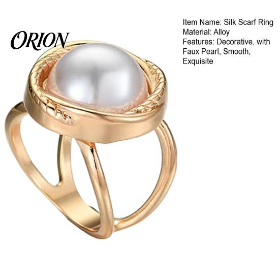 Bridal Scarf Jewelry Alloy Silk Ring with Faux Pearls, Clip Rings for Women, Elegant Pearl Buckle Round Clip, Retro Holder Dresses And Shirts