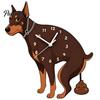 Easy Setup Wall Clock Pooping Dog Clock, Wooden with Swinging Pendulum, Silent Non Ticking Pet Lover for Living Room Home Office, Gift