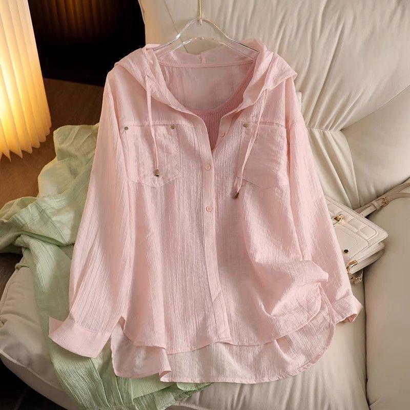 

Белая толстовка с капюшоном для женщин 2024 Осень Новый дизайн Нишевая Свободная Повседневная Рубашка с длинным рукавом Пальто Топ Pink S(90-100)