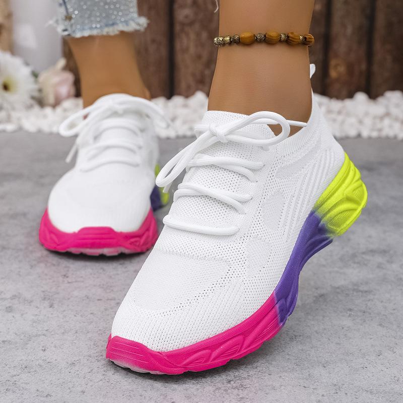 eBay European and American style new autumn low-top color matching round head flat bottom fly-woven sneakers