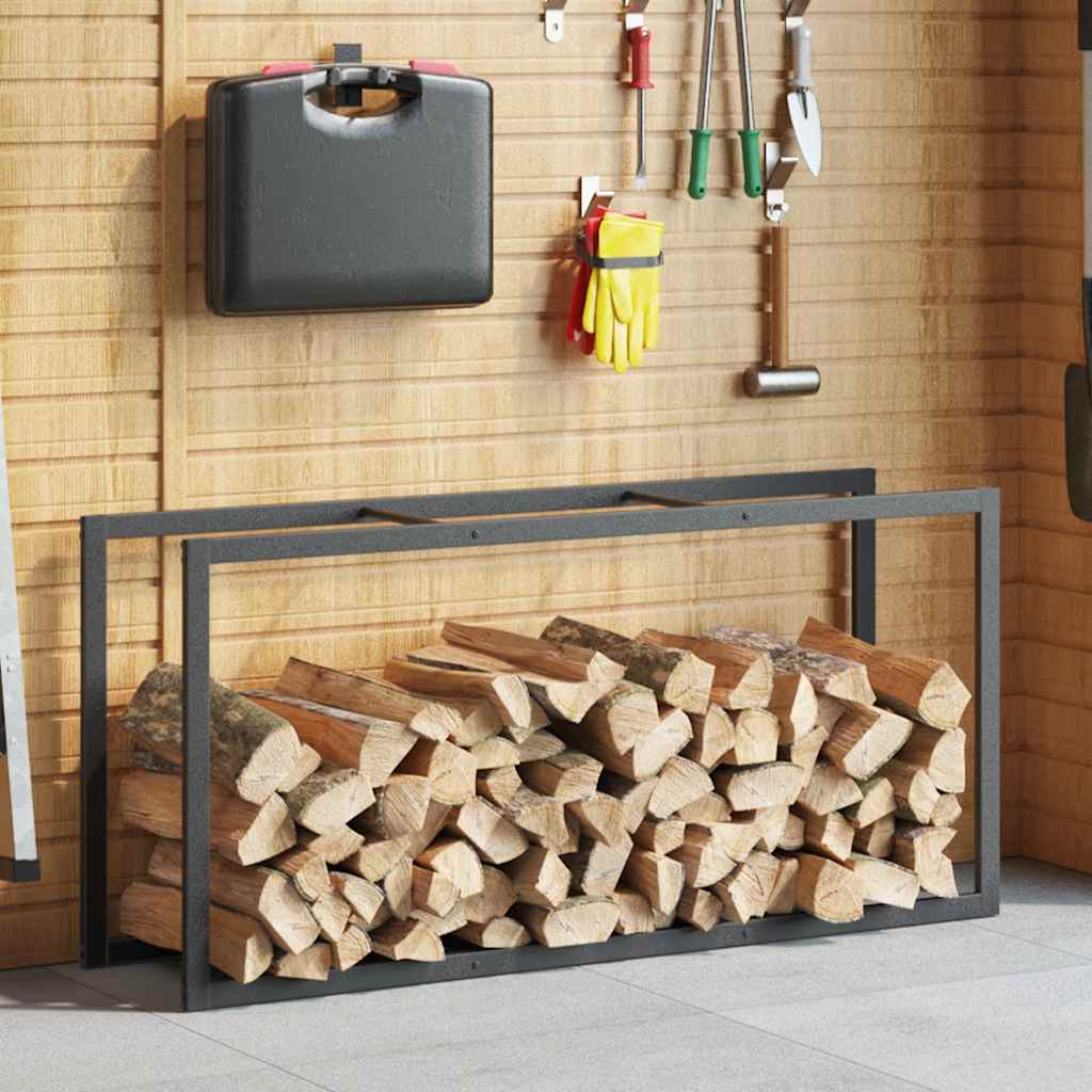 Stojak Na Drewno Opałowe Czarny 55X30X116 Cm Stalowy