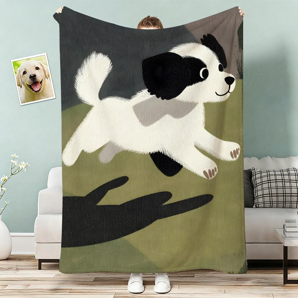 Retro Animal Characters Throw Lightweight 240g Flannel Blanket Soft Skin-friendly for Summer Cooling 75x90cm