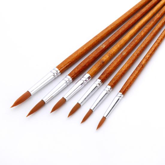 12Pcs Nylon Hair Wooden Handle Paintbrush Water Color Drawing Painting Brushes