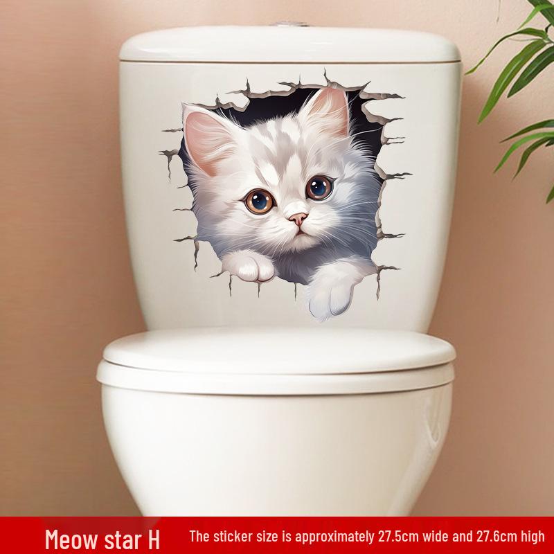 3D Cartoon Pet Stickers - Dog Toilet & Bedroom Home Decor, Self-Adhesive