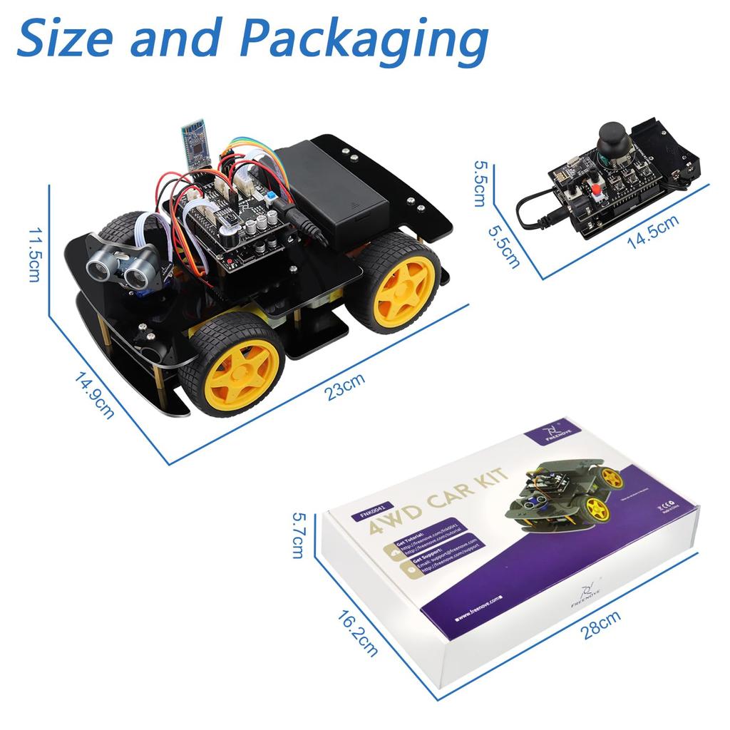 Freenove 4WD Car Kit Remote Arduino IDE Line Obstacle Wireless Control Ultrasonic and Servos (with Control) - Compatible, Tracing, Avoidance, App,