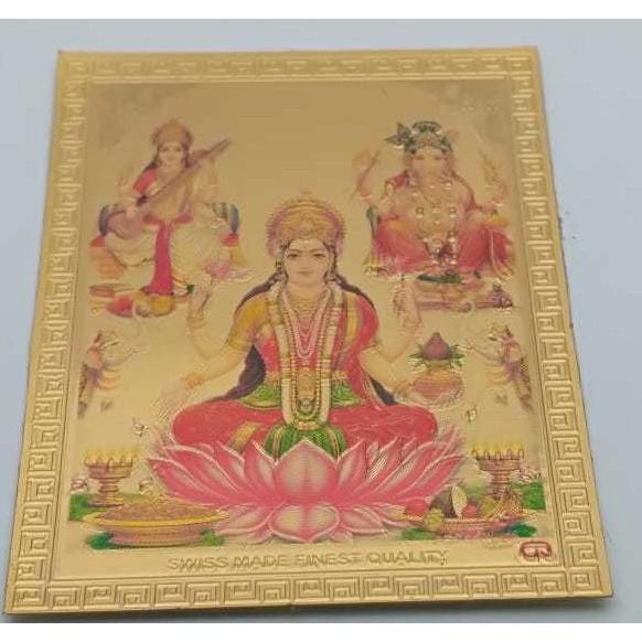 5X FOTO Laxmi Ganesh Saraswati ZLATÉ 4 NA UCTIEVANIE BOHA BOHATSTVA, BOHYNKY & ŠTÚDIA 9X6 CM JL184616538593