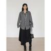 College Style Spring and Autumn New Gray Long-sleeved Shirt Women's Design Niche Drape Top