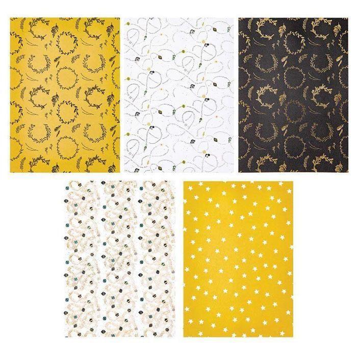 Decorated Paper A4 - Rico Design - Nostalgic Christmas - Black/Gold - 30 Sheets - 120/270 Gr/m²