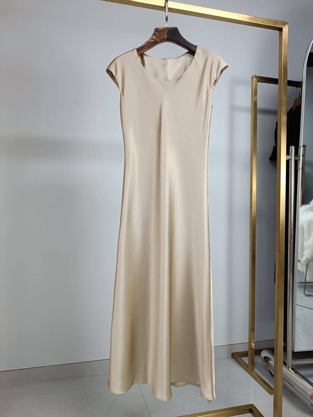 

Элегантное атласное платье с вырезом «рыбий хвост»: Летний стиль 2025 года XL шампанского