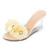 Fashion 8cm High Heels Women Summer Fashion Flower Simple Wedge Sandals Transparent Heel Slippers, Comfortable Design for Casual Shoes
