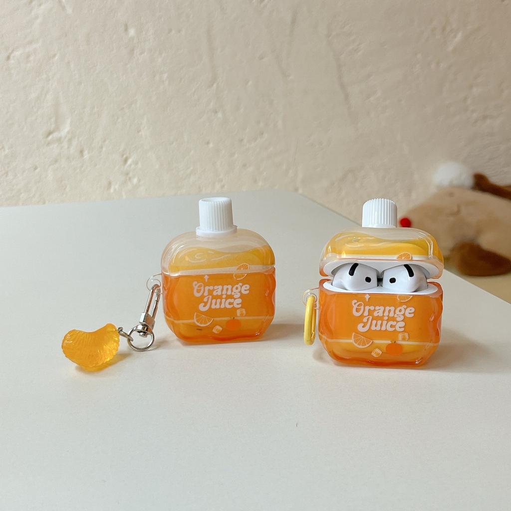 Creative Orange Juice Drink Suitable for AirPods1 Apple Bluetooth Wireless Earphone Case 1/1st Generation Pro1 Protective Case Female
