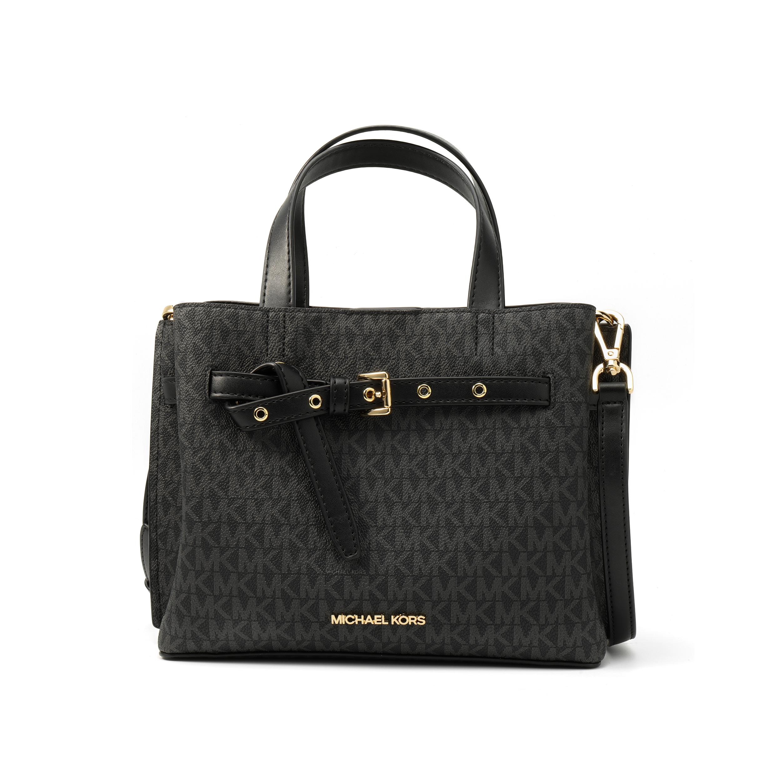 

Michael Kors MK Emilia Monogram Color Block Logo Square Strap Zipper Commuter Canvas Crossbody Bag Small Women bags Black 35H0GU5S1B-BLACK Basic Set (Bag+Dust Bag)