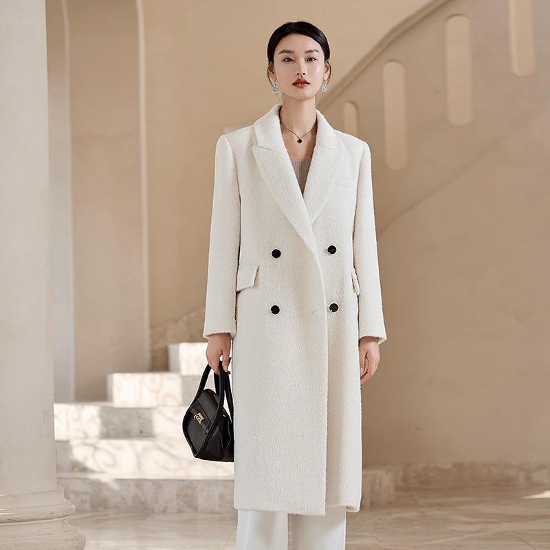 Women's Over-the-Knee Long Straight Alpaca Wool Cashmere Coat