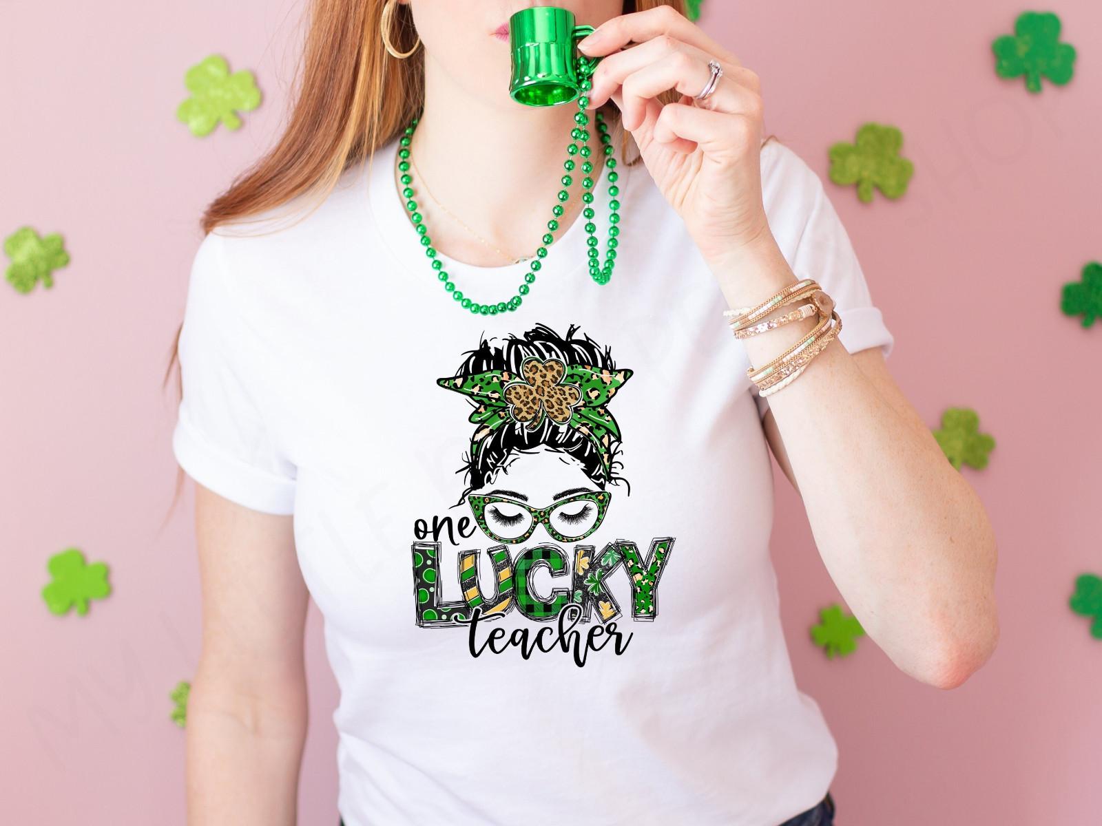 One Lucky Teacher Shirt Teacher St Patricks Tee Teacher Shamrock T Shirt M M