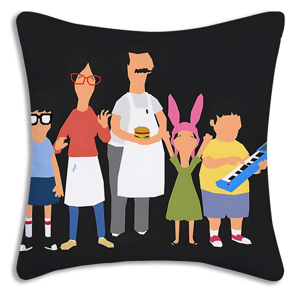 Cartoon B-Bobs B-Burgers Pillow Covers Cartoon Sofa Decorative Home Double-sided Printing Short Plush Cute Cushion Cover