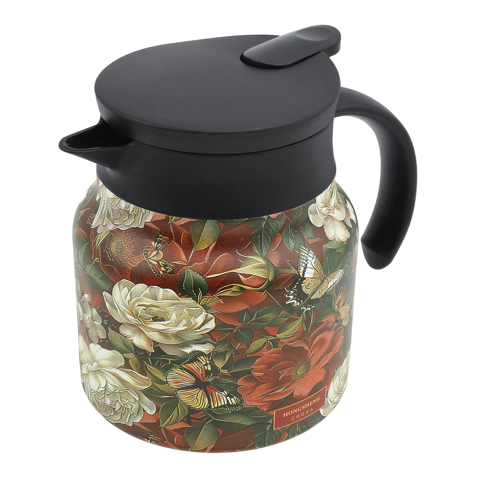 

Чайник из нержавеющей стали Винтажный чайник с цветочным узором с ситечком Съемный изолированный чайник Бытовой чайник красный