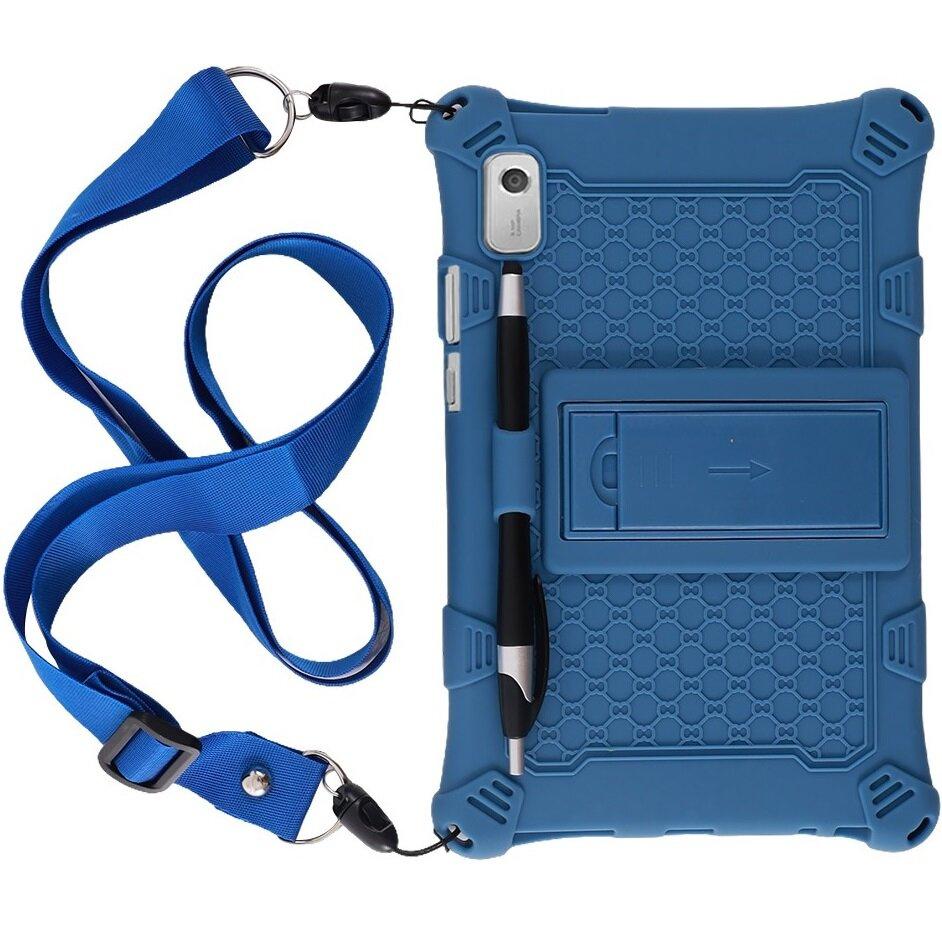 Lenovo Tab M9 case, armored with stand and strap, navy blue