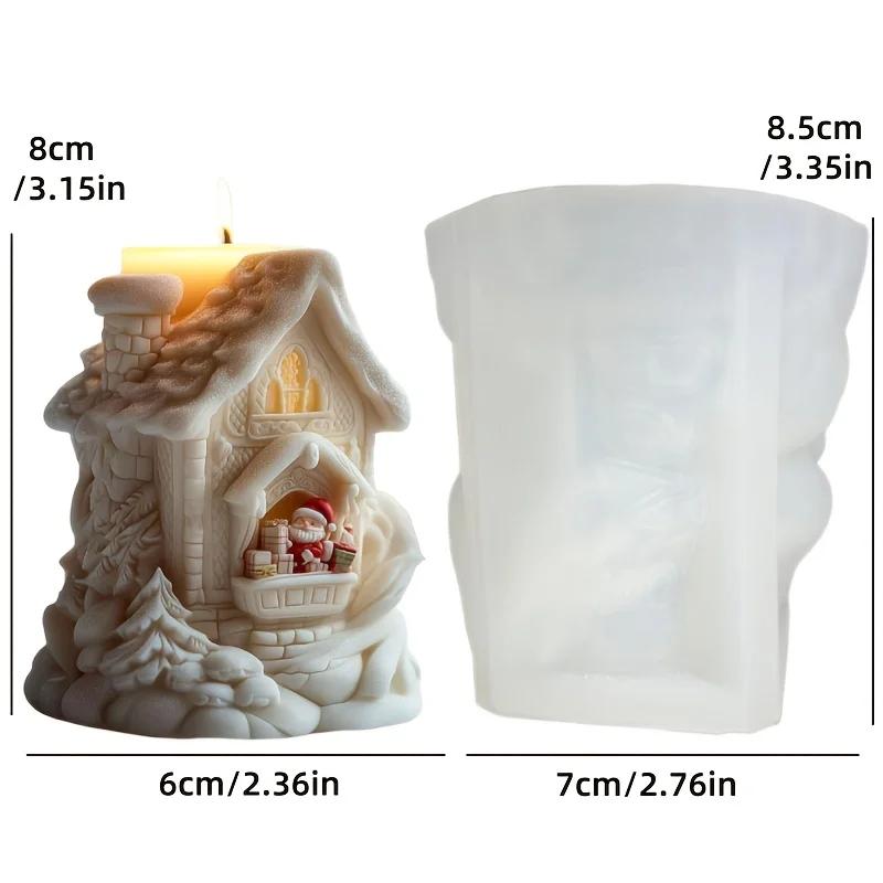 Santa Claus Drží Dárek Vonná Svíčka Silikonová Forma Úsměv Santa Claus Drží Dárkovou Krabici Vonné Pryskyřice Sádrové Formy Vánoční Dárek