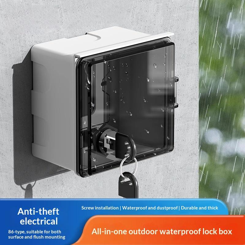 Outdoor Socket Box Anti-Theft Waterproof Cover 86Type Lockable Socket Waterproof Dustproof Box Charging Socket Lock Box