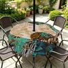 Outdoor Round Tablecloth With Umbrella Hole Patio Garden Deck Waterproof Oil Resistant Drop Cloth