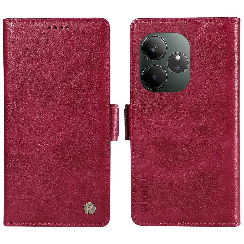 YIKATU YK-007 For Realme GT 6 5G Case Litchi Grain Leather Phone Cover Magnetic Clasps Full Protection